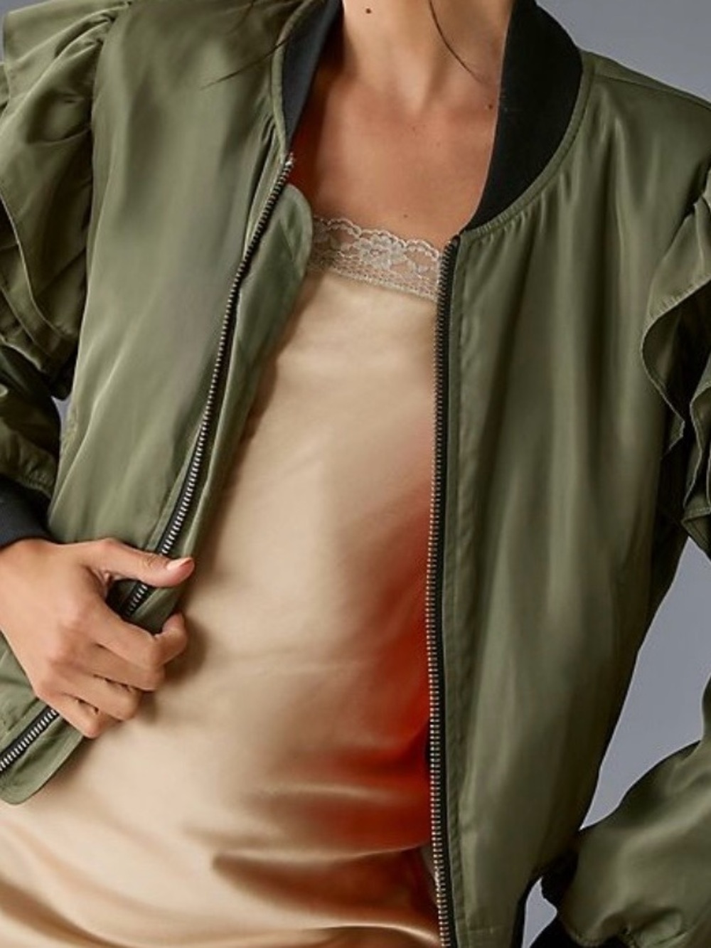 Mable Olive Green Women's Bomber Jacket